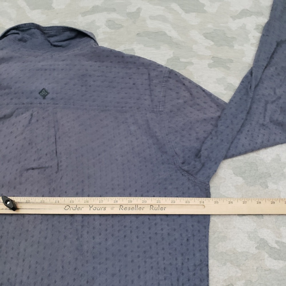 Prana Shirt Mens XL Blue Pockets Long Sleeve Button Up - Picture 7 of 9